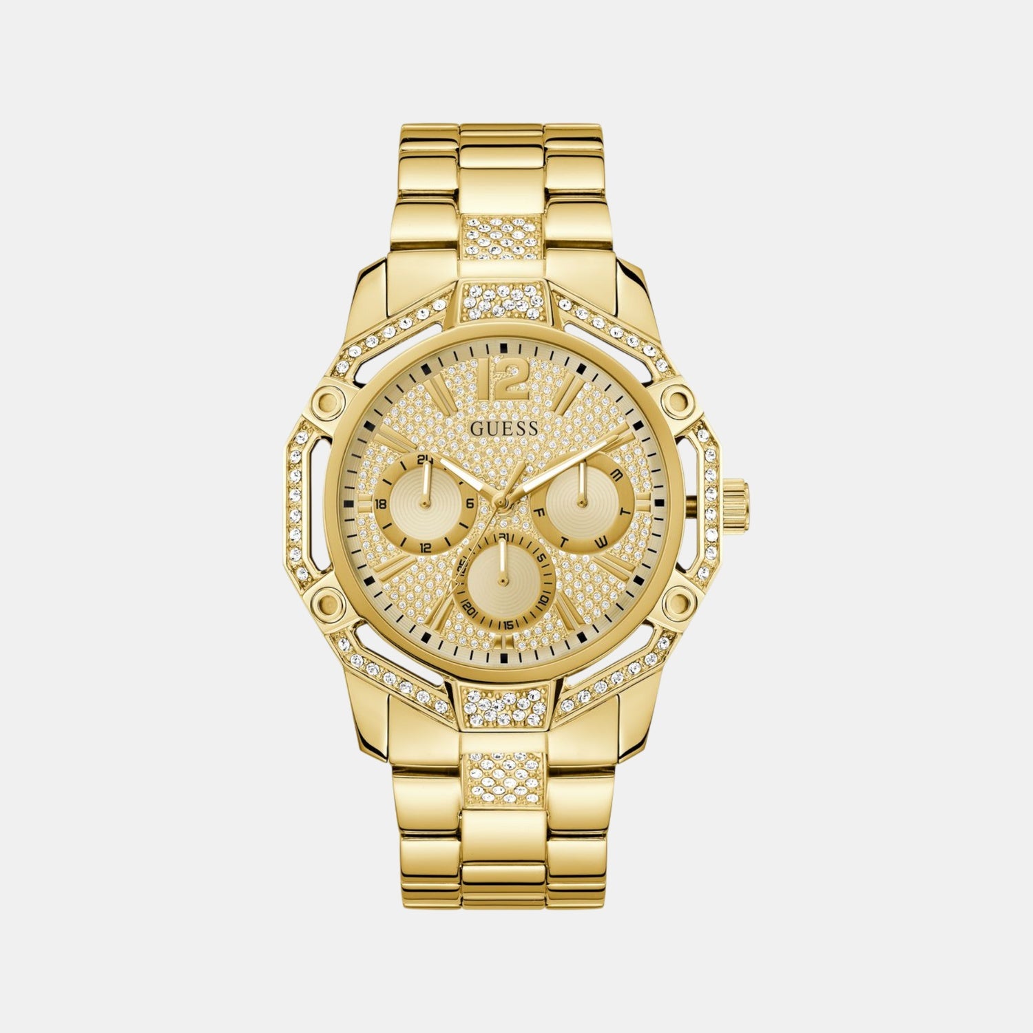 Trend Men Quartz Champagne Dial Multi-Function Stainless Steel Watch GW0990G2