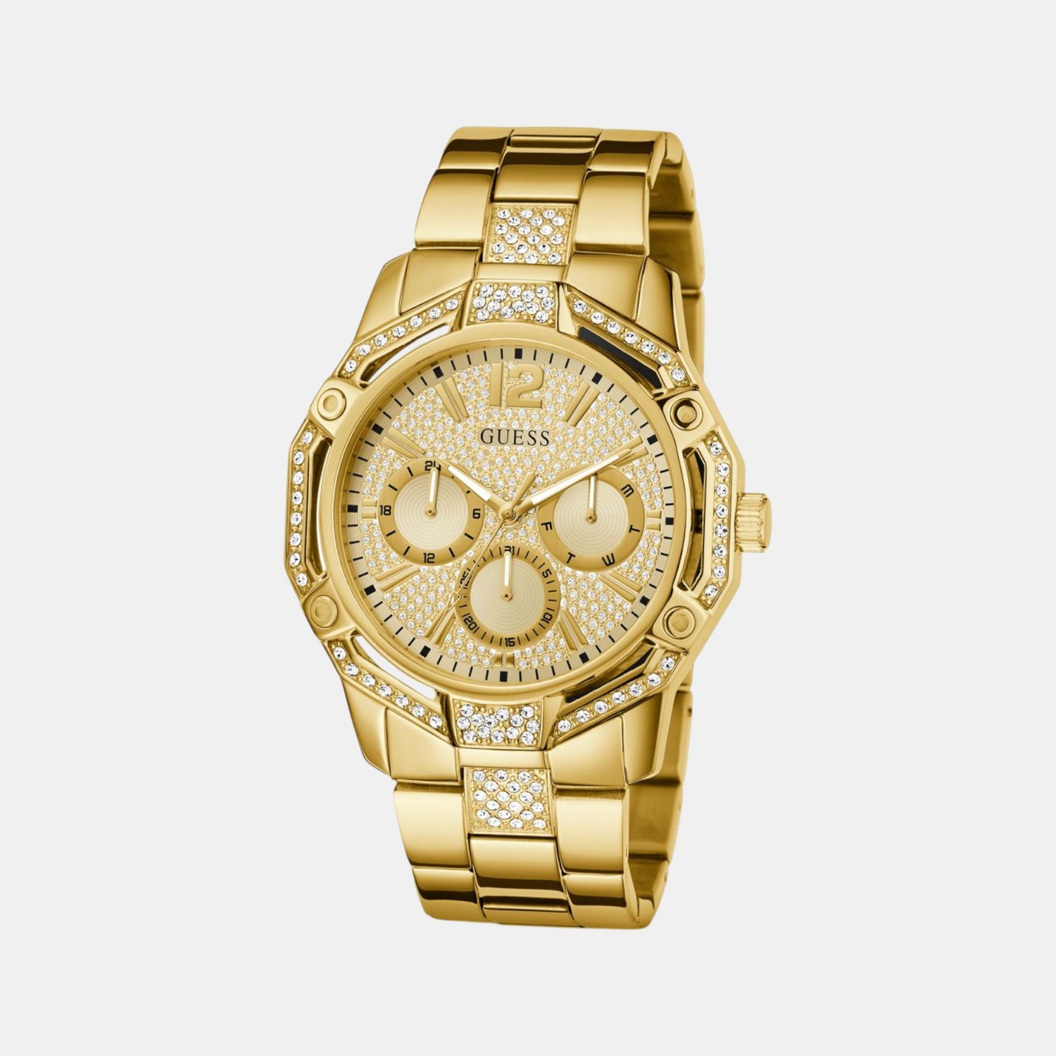 Trend Men Quartz Champagne Dial Multi-Function Stainless Steel Watch GW0990G2