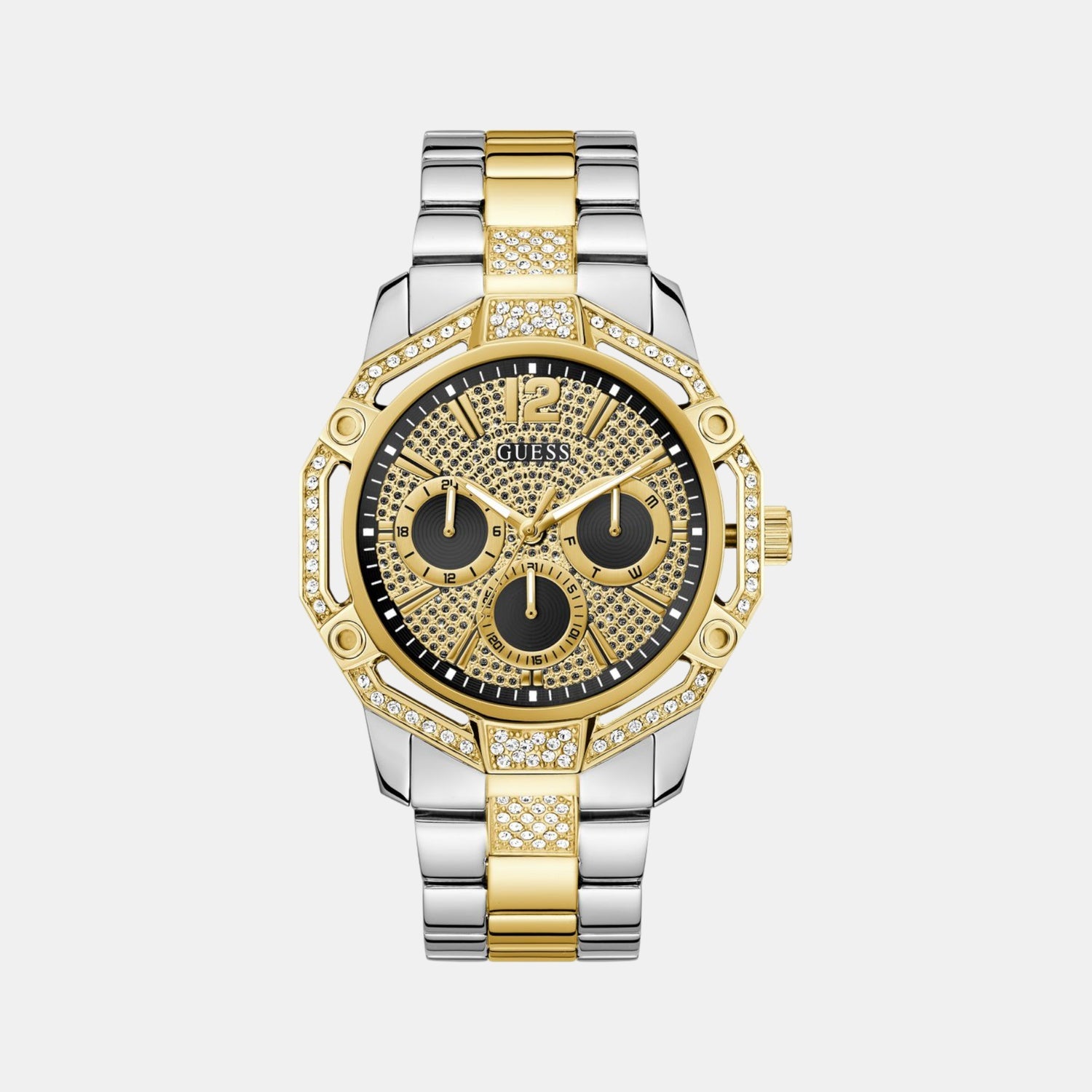 Trend Men Quartz Black Dial Multi-Function Stainless Steel Watch GW0990G4