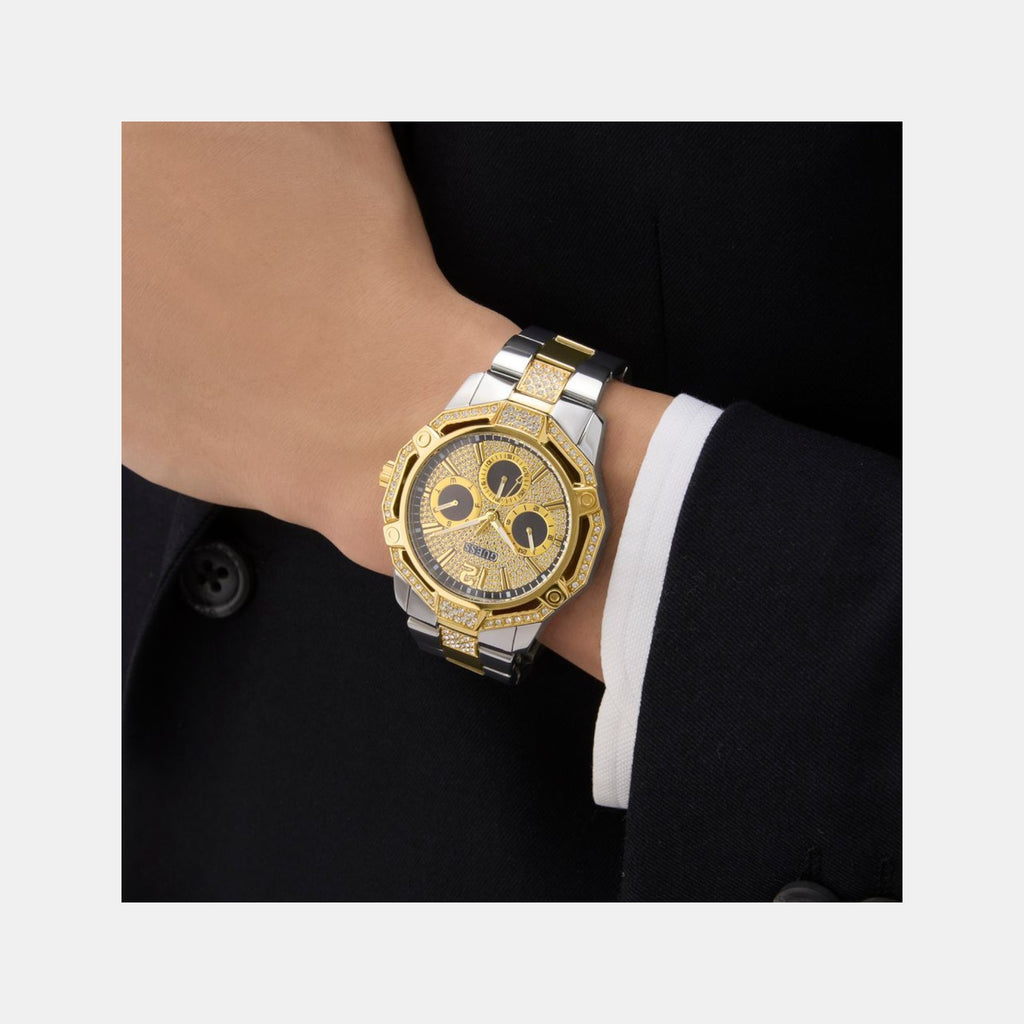 Trend Men Quartz Black Dial Multi-Function Stainless Steel Watch GW0990G4