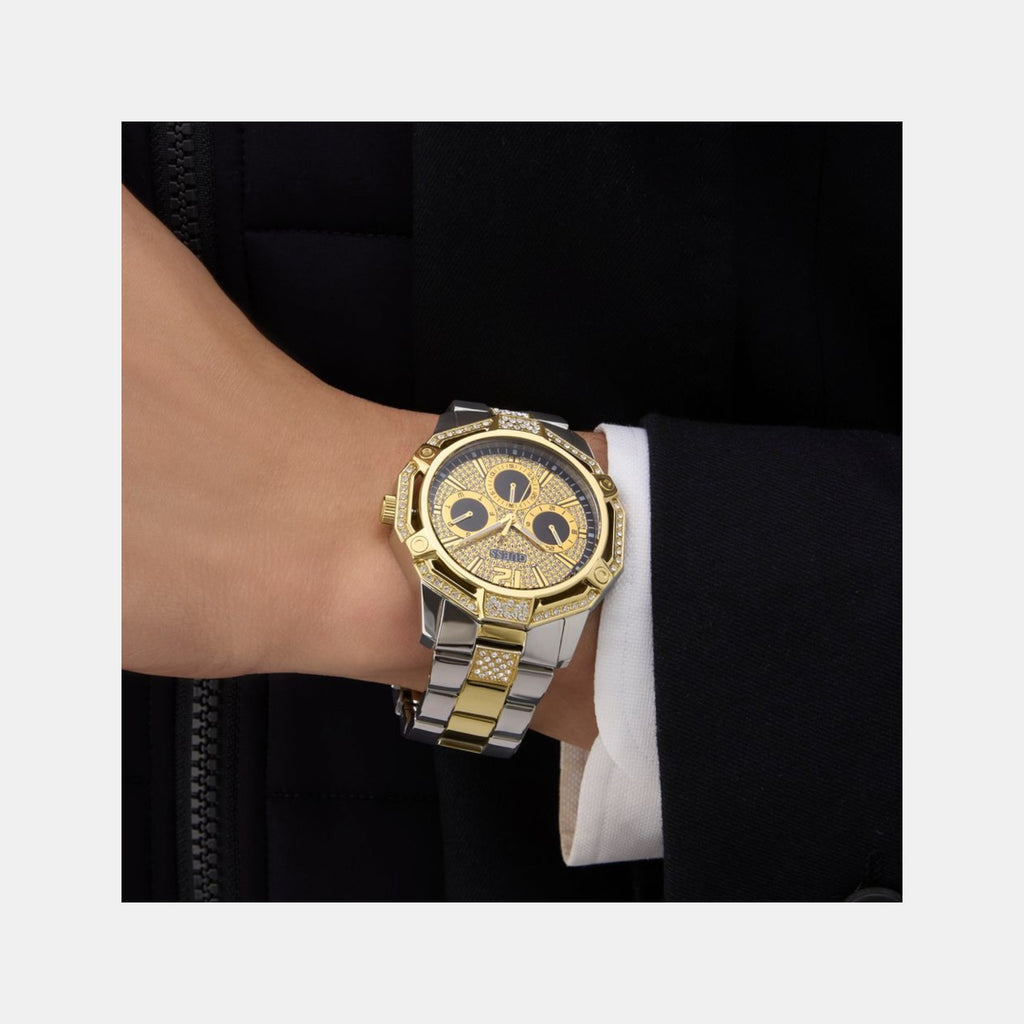 Trend Men Quartz Black Dial Multi-Function Stainless Steel Watch GW0990G4