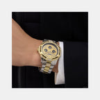 Trend Men Quartz Black Dial Multi-Function Stainless Steel Watch GW0990G4