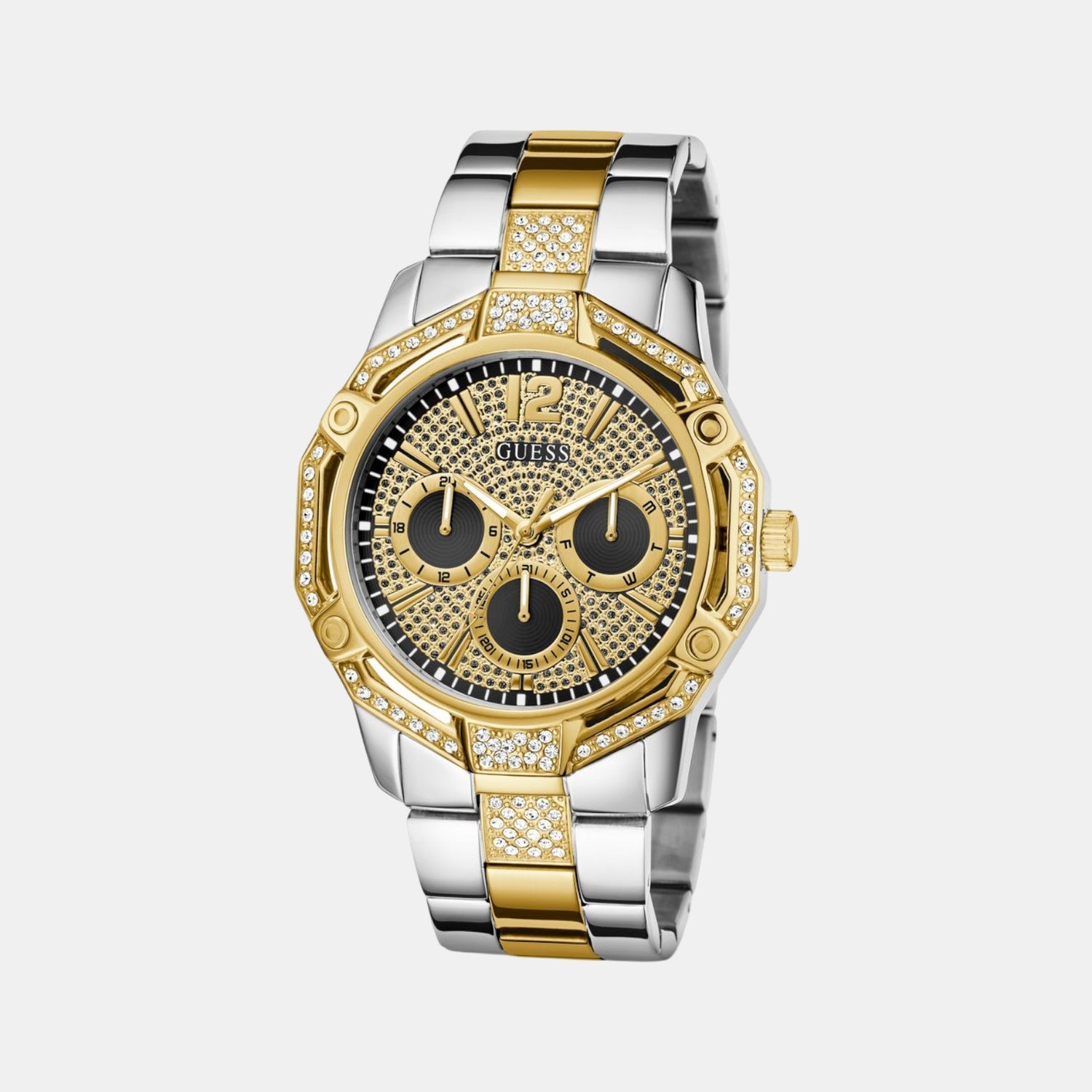 Trend Men Quartz Black Dial Multi-Function Stainless Steel Watch GW0990G4