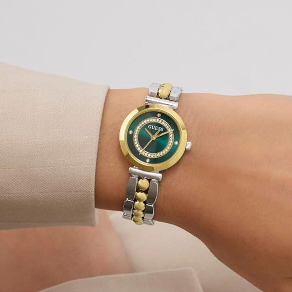 Women Quartz Green Dial Analog Stainless Steel Watch GW0994L3