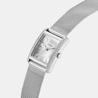 Women Quartz White Dial Analog Mesh Watch GW0997L1