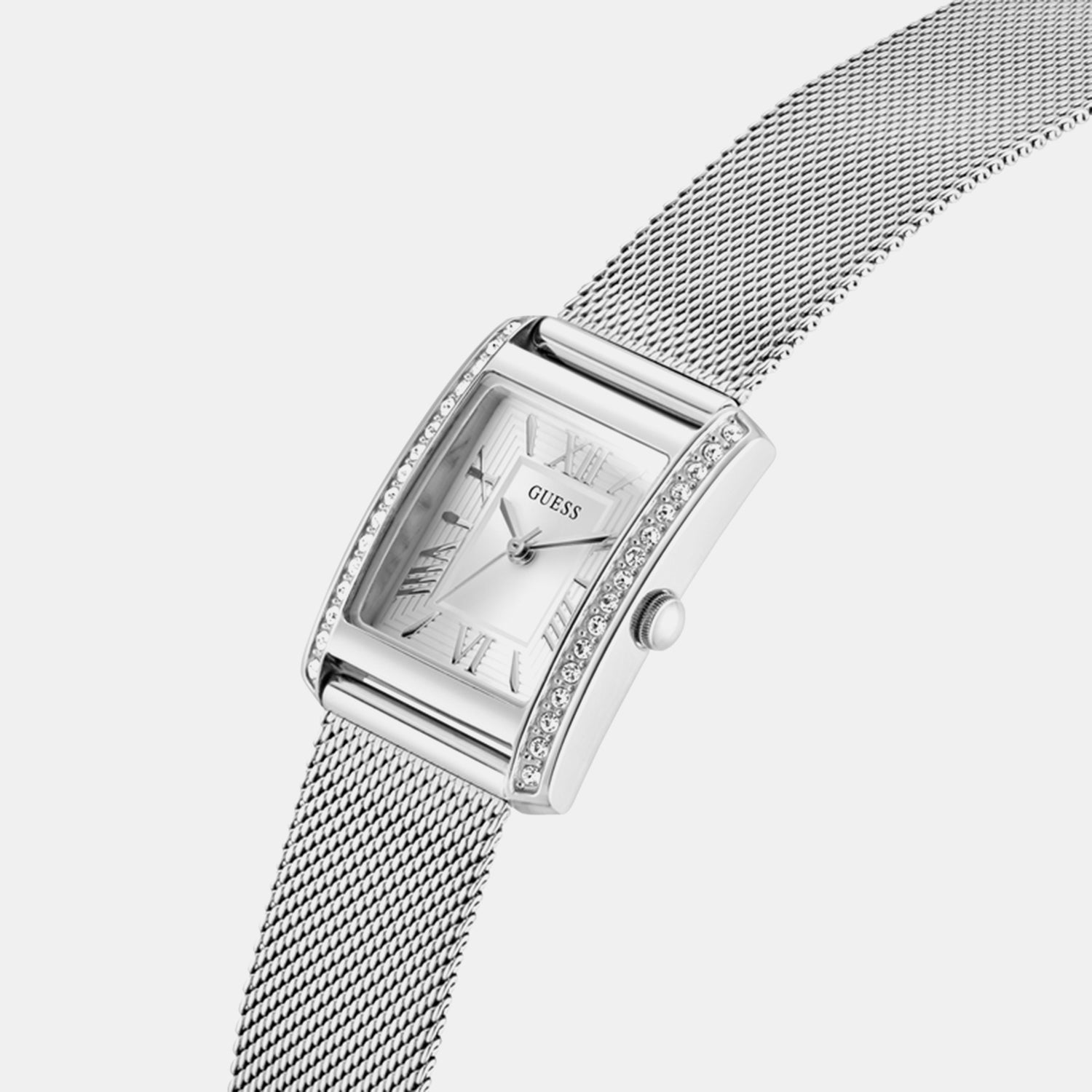 Women Quartz White Dial Analog Mesh Watch GW0997L1