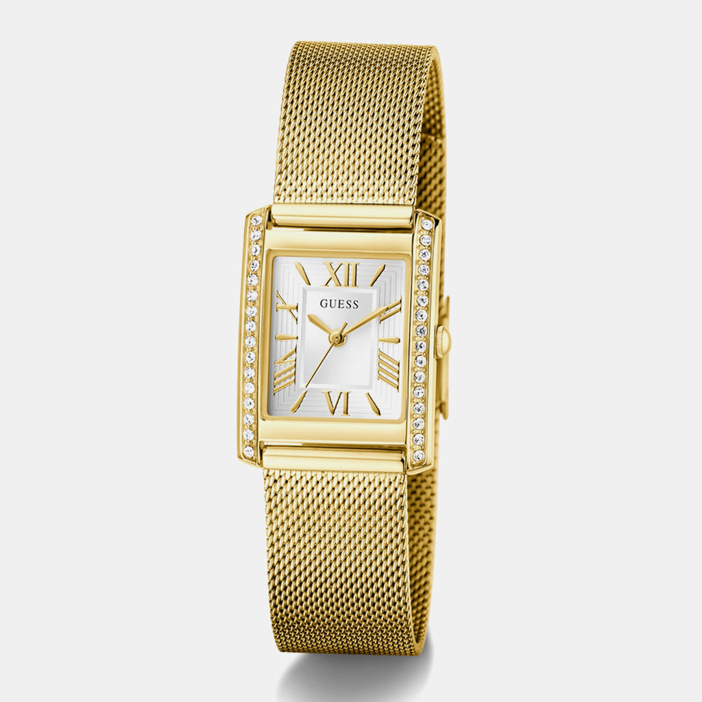 Women Quartz White Dial Analog Mesh Watch GW0997L2