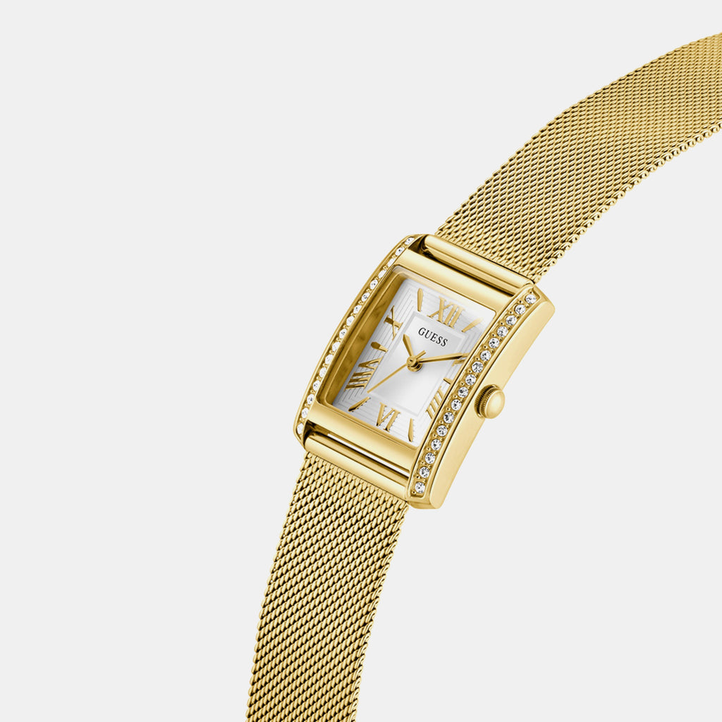 Women Quartz White Dial Analog Mesh Watch GW0997L2