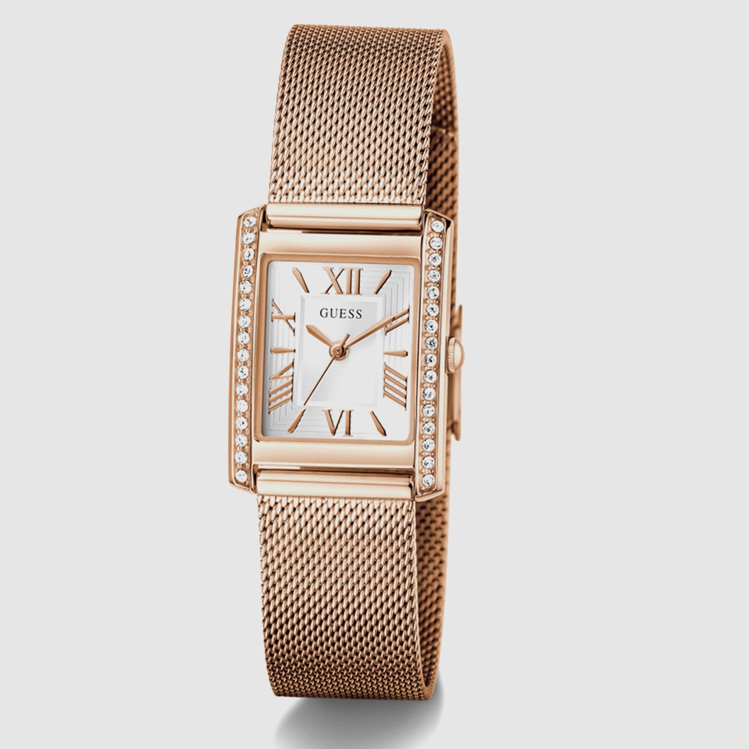 Women Quartz White Dial Analog Mesh Watch GW0997L3