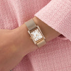 Women Quartz White Dial Analog Mesh Watch GW0997L3