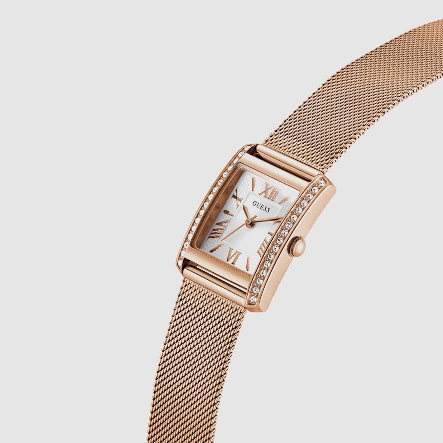 Women Quartz White Dial Analog Mesh Watch GW0997L3