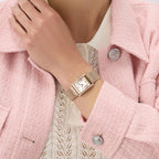 Women Quartz White Dial Analog Mesh Watch GW0997L3