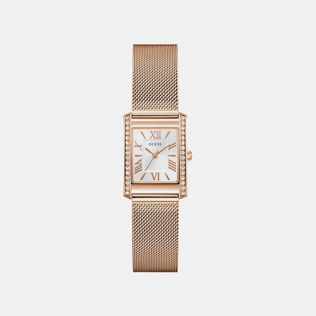 Women Quartz White Dial Analog Mesh Watch GW0997L3