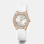 Women Quartz White Dial Analog Silicone Watch GW1000L3