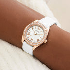 Women Quartz White Dial Analog Silicone Watch GW1000L3