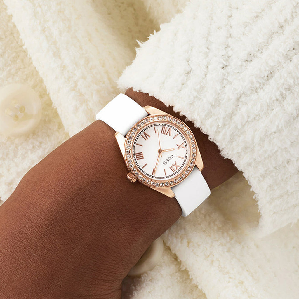 Women Quartz White Dial Analog Silicone Watch GW1000L3