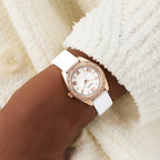 Women Quartz White Dial Analog Silicone Watch GW1000L3