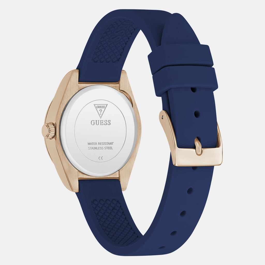 Women Quartz Blue Dial Analog Silicone Watch GW1000L4
