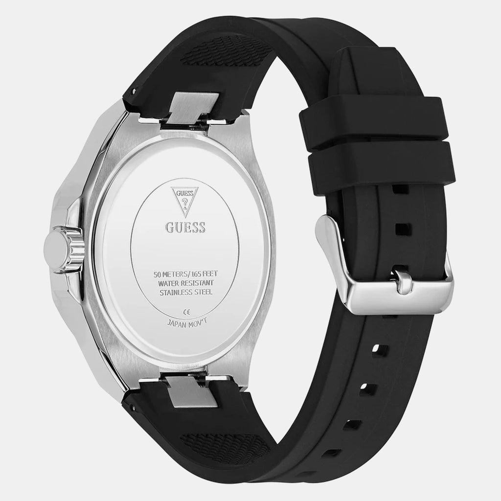 Men Quartz Silver Dial Multi-Function Silicone Watch GW1002G1