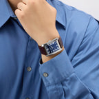 Men Quartz Blue Dial Analog Leather Watch GW1003G2