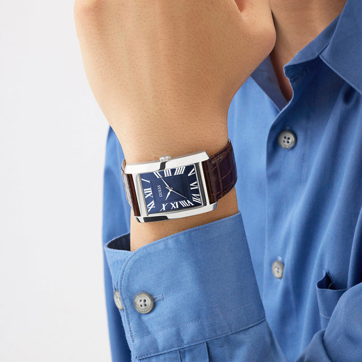 Gd Clyde Men Quartz Blue Dial Analog Leather Watch Gw1003G2