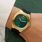 Men Quartz Green Dial Analog Silicone Watch GW1005G2