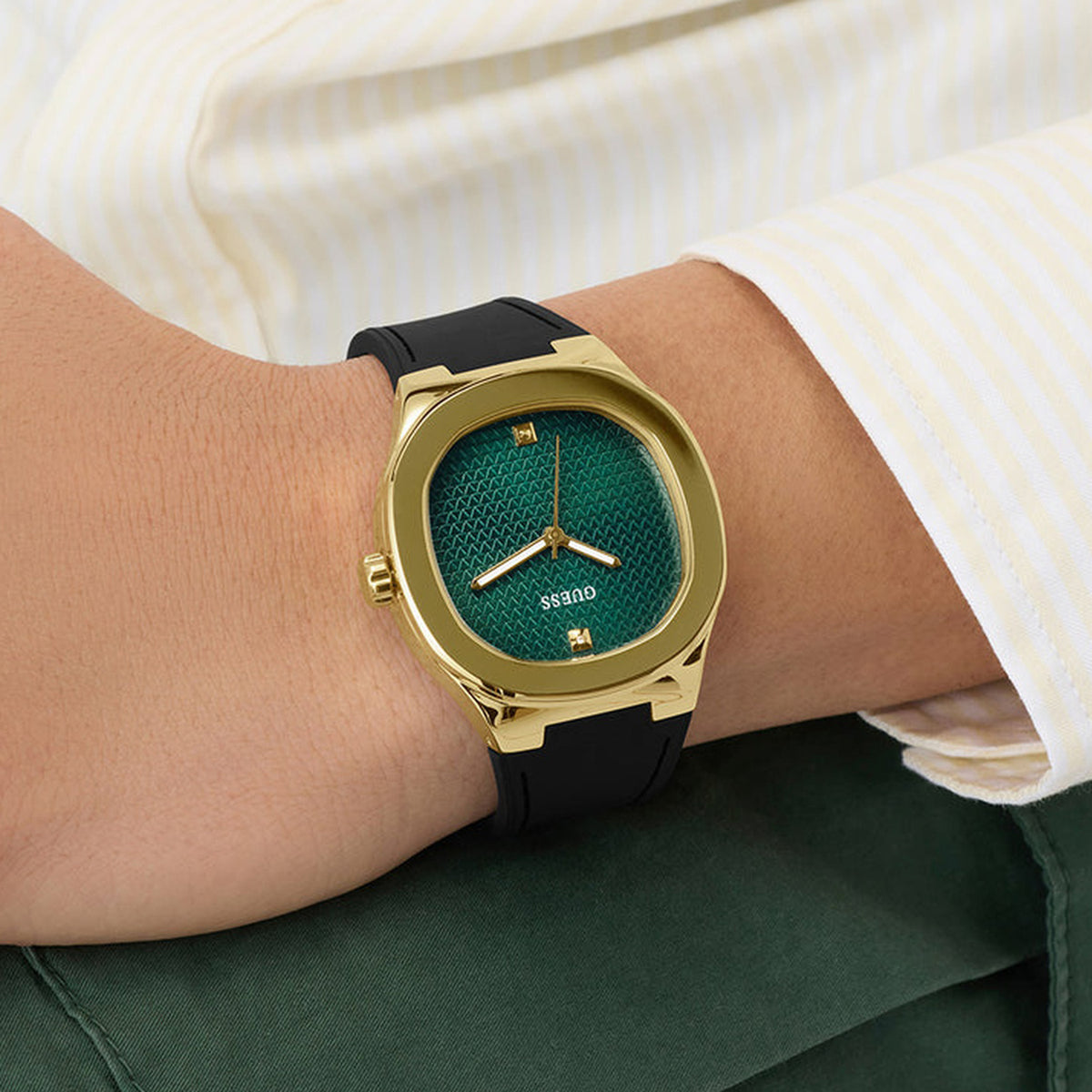 Gd Headline Men Quartz Green Dial Analog Silicone Watch Gw1005G2