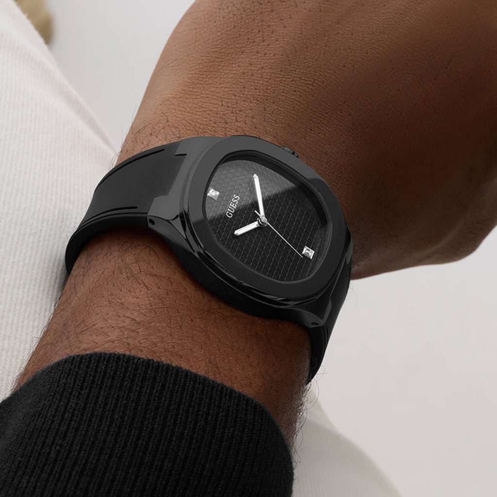 Dress Men Quartz Black Dial Analog Silicone Watch GW1005G3