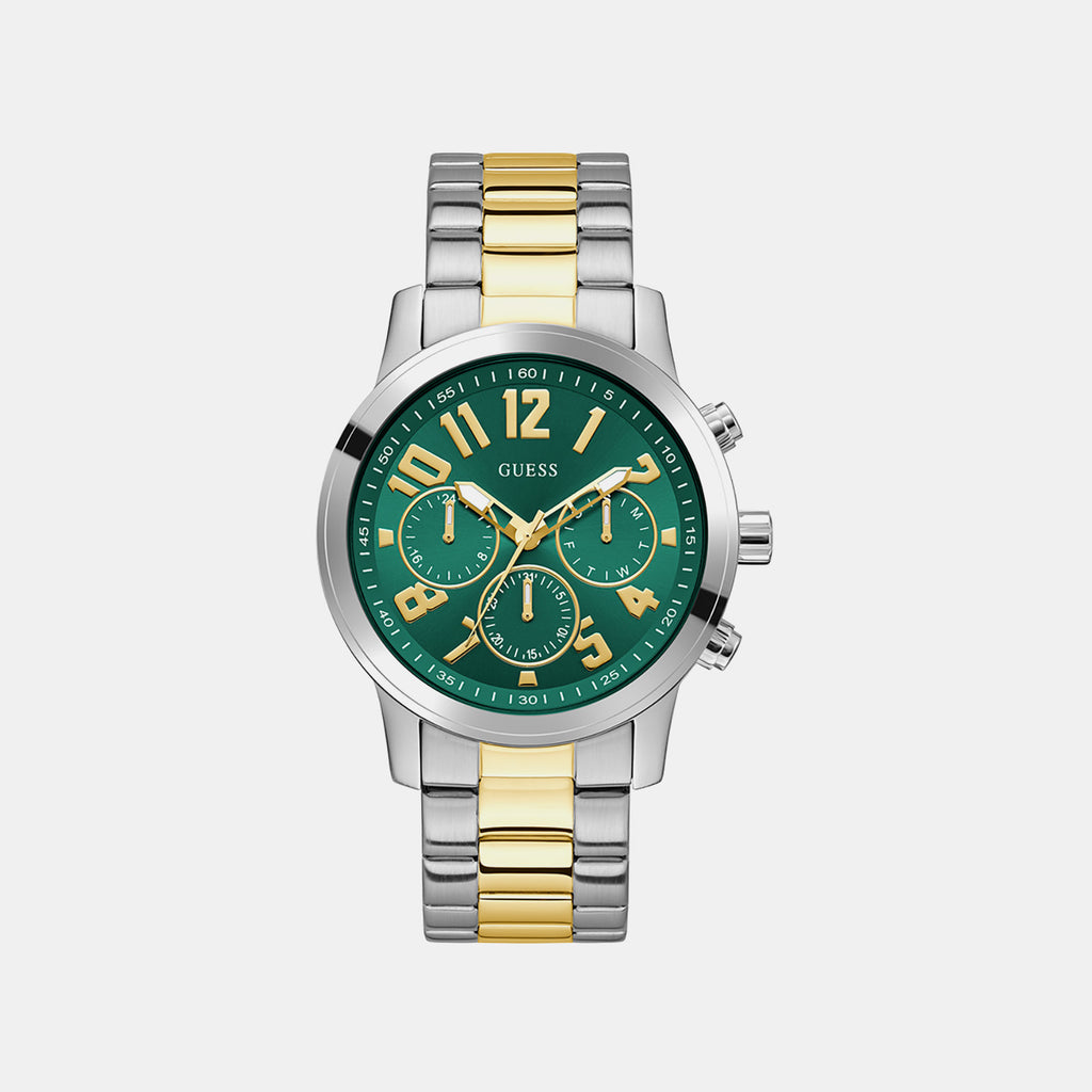 Men Quartz Green Dial Multi-function Stainless Steel Watch GW1006G4
