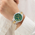 Men Quartz Green Dial Multi-function Stainless Steel Watch GW1006G4