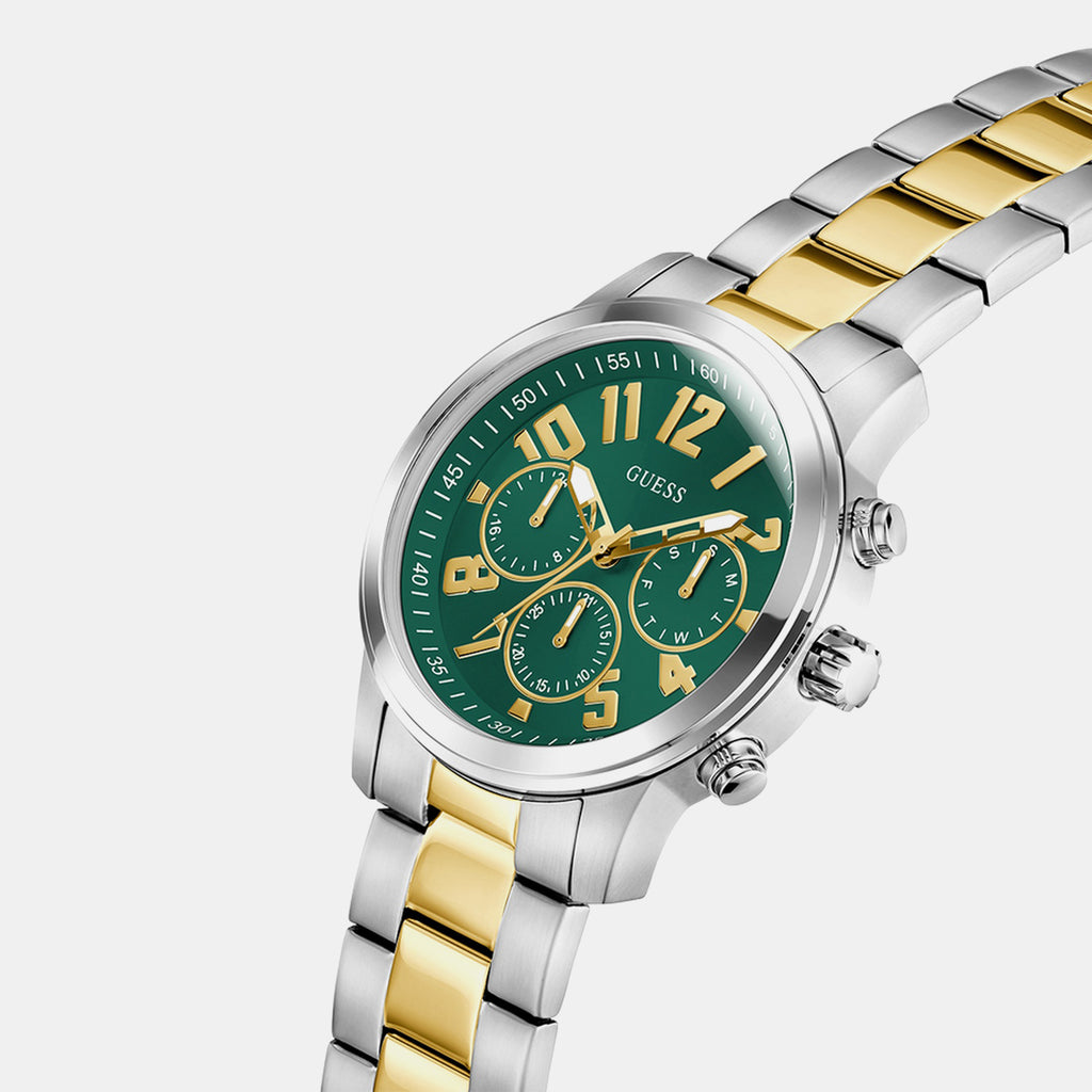 Men Quartz Green Dial Multi-function Stainless Steel Watch GW1006G4