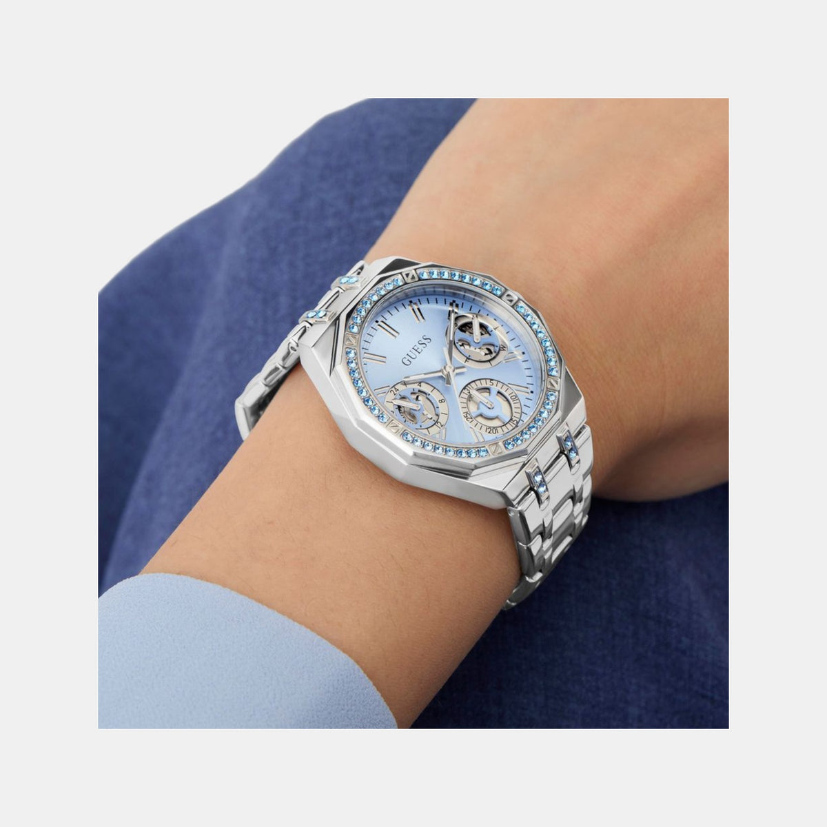 Gt Quinn Women Quartz Blue Dial Multi-Function Stainless Steel Watch Gw1009L1