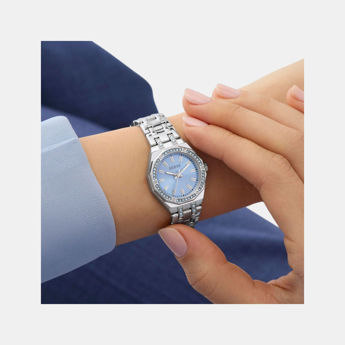 Gb Pixie Women Quartz Blue Dial Analog Stainless Steel Watch Gw1010L1