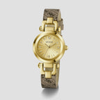 Women Quartz Gold Dial Analog Leather Watch GW1021L2