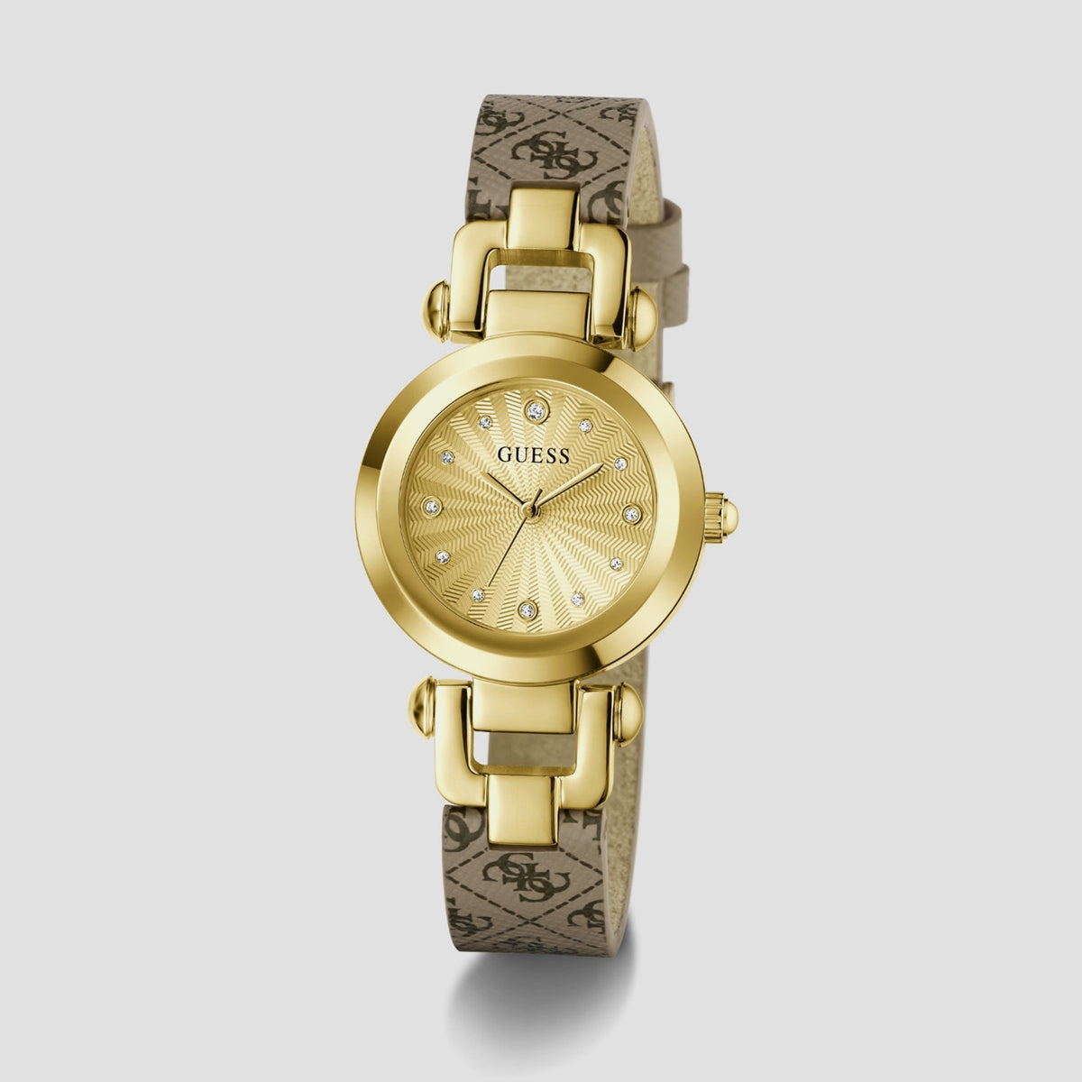 Gb Ginger Women Quartz Champagne Dial Analog Leather Watch Gw1021L2