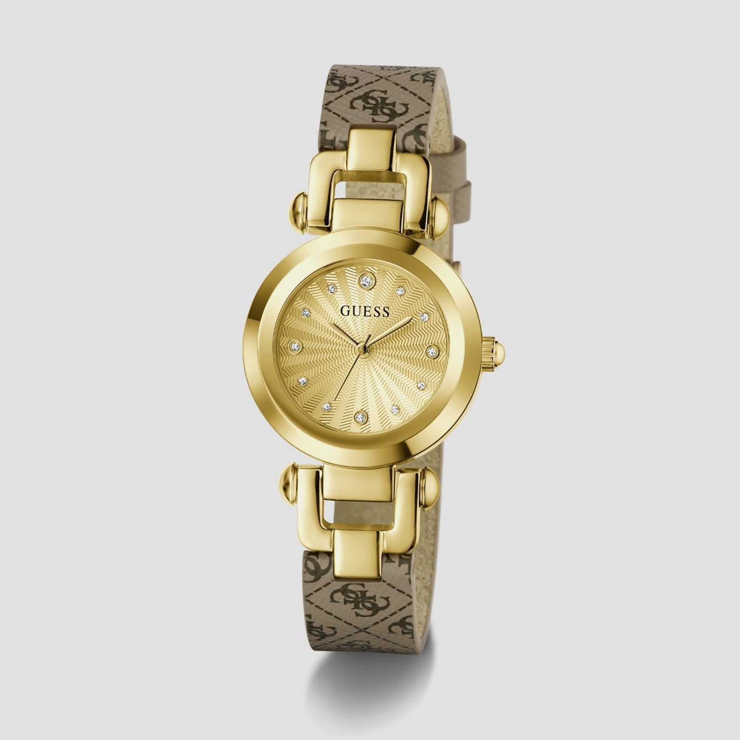 Women Quartz Gold Dial Analog Leather Watch GW1021L2