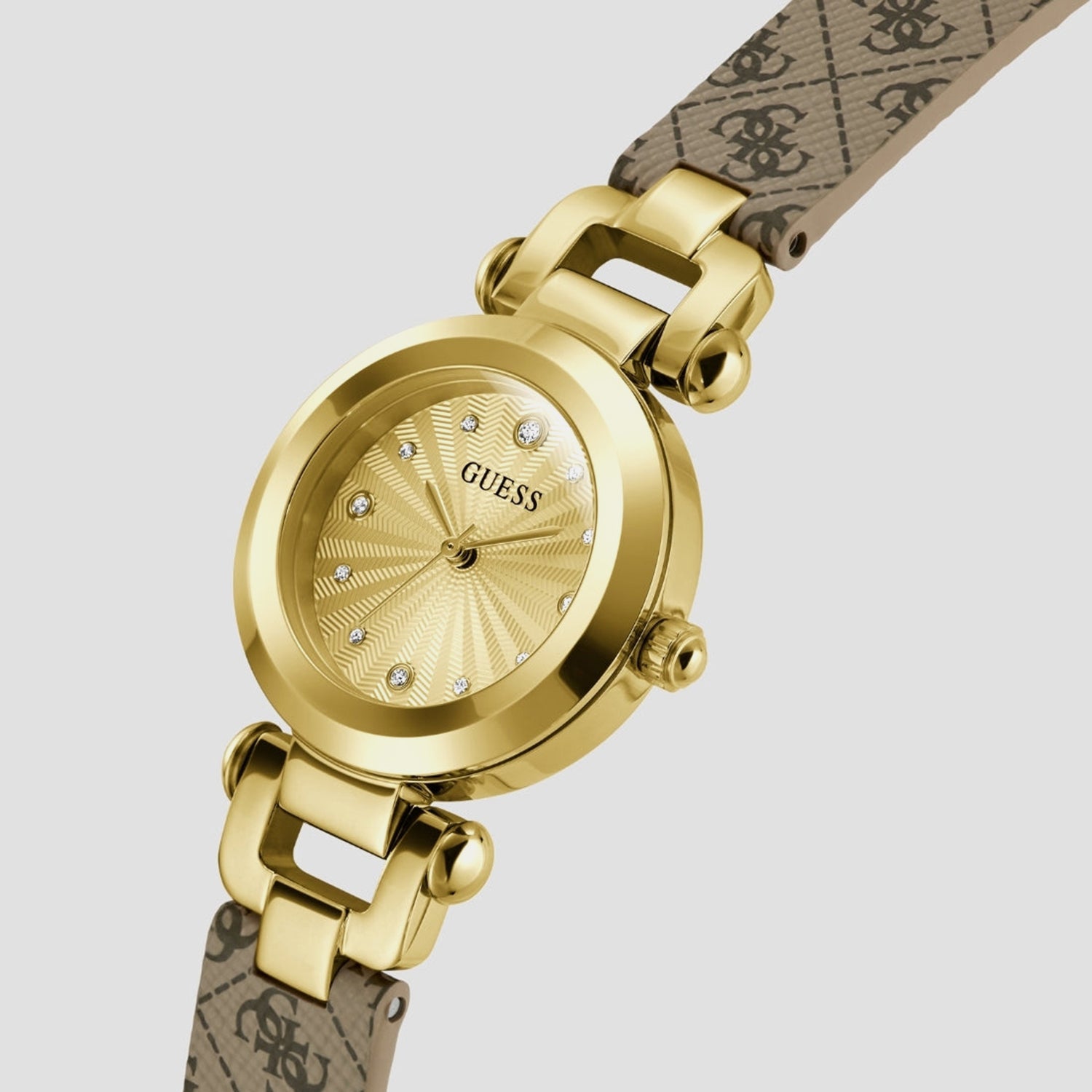 Women Quartz Gold Dial Analog Leather Watch GW1021L2