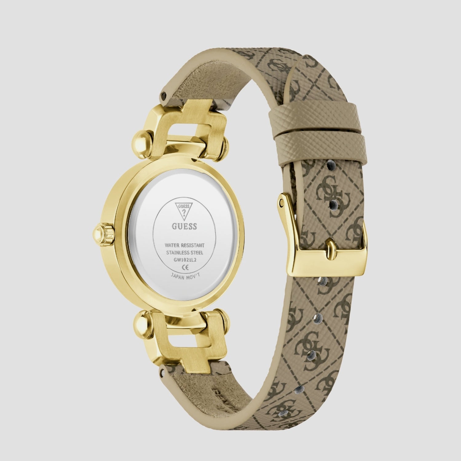 Women Quartz Gold Dial Analog Leather Watch GW1021L2