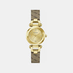 Women Quartz Gold Dial Analog Leather Watch GW1021L2