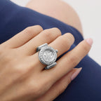 Women Quartz Silver Dial Analog Stainless Steel Watch GW1022L1