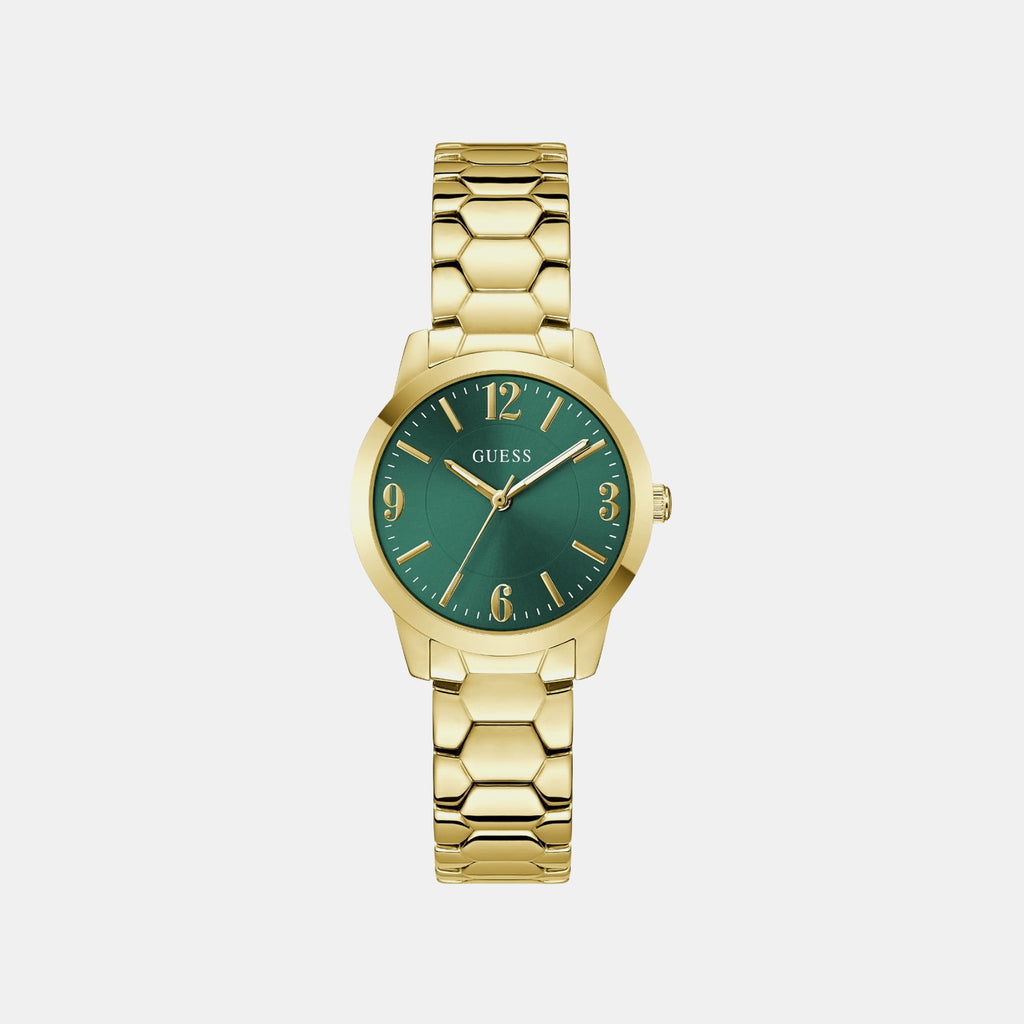 Women Quartz Green Dial Analog Stainless Steel Watch GW1028L2