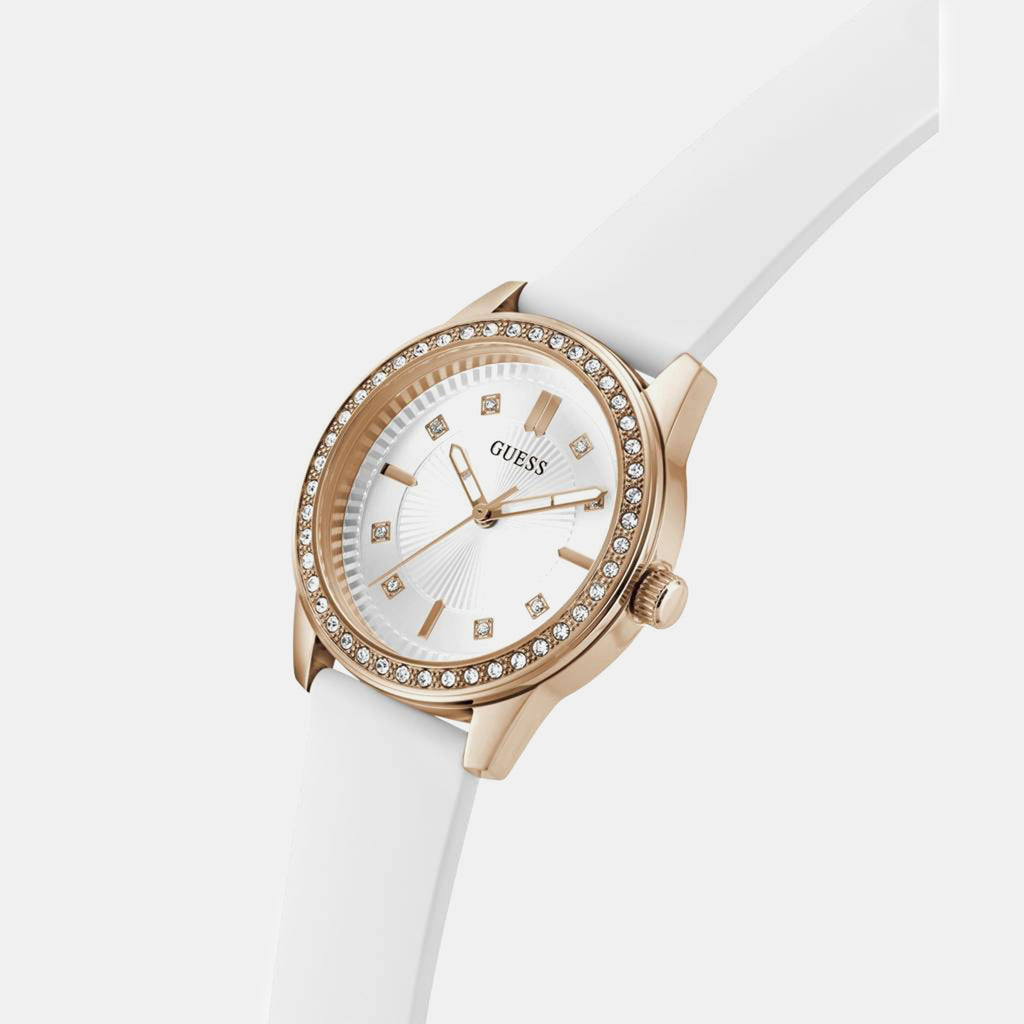 Women Quartz White Dial Analog Silicone Watch GW1030L4