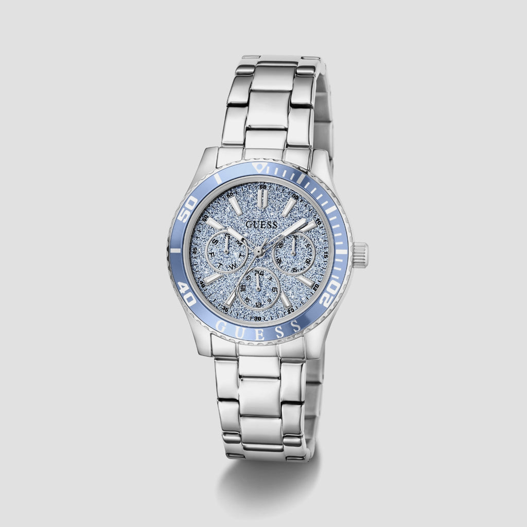 Women Quartz Blue Dial Multi-Function Stainless Steel Watch GW1035L1