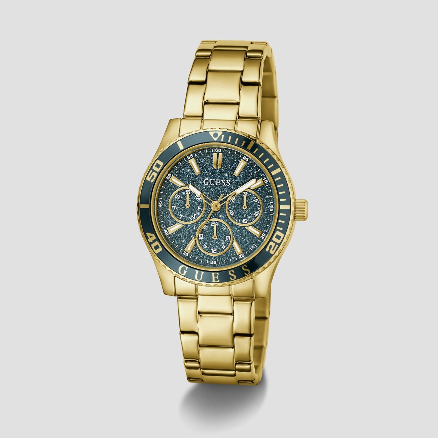Women Quartz Green Dial Multi-Function Stainless Steel Watch GW1035L2