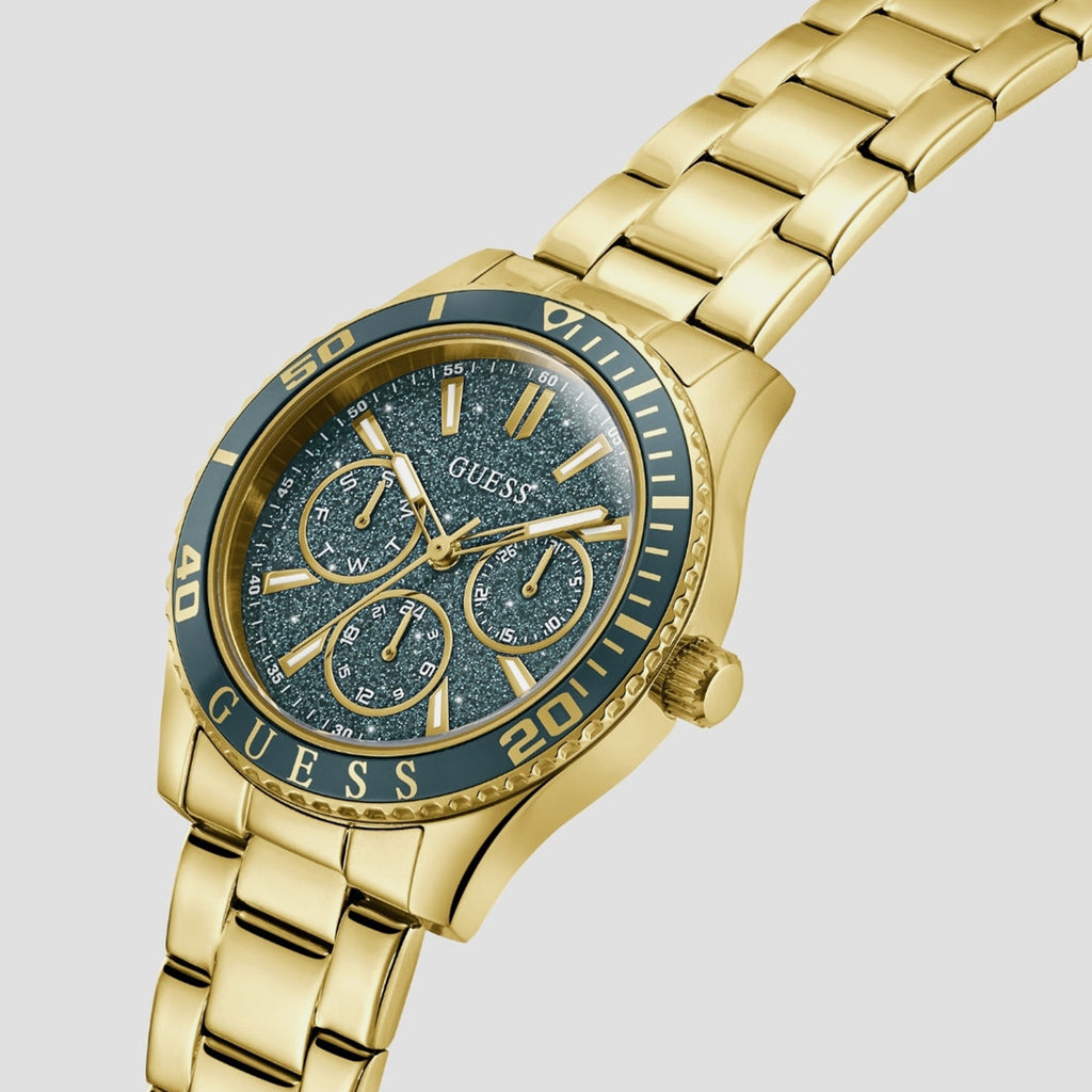 Women Quartz Green Dial Multi-Function Stainless Steel Watch GW1035L2
