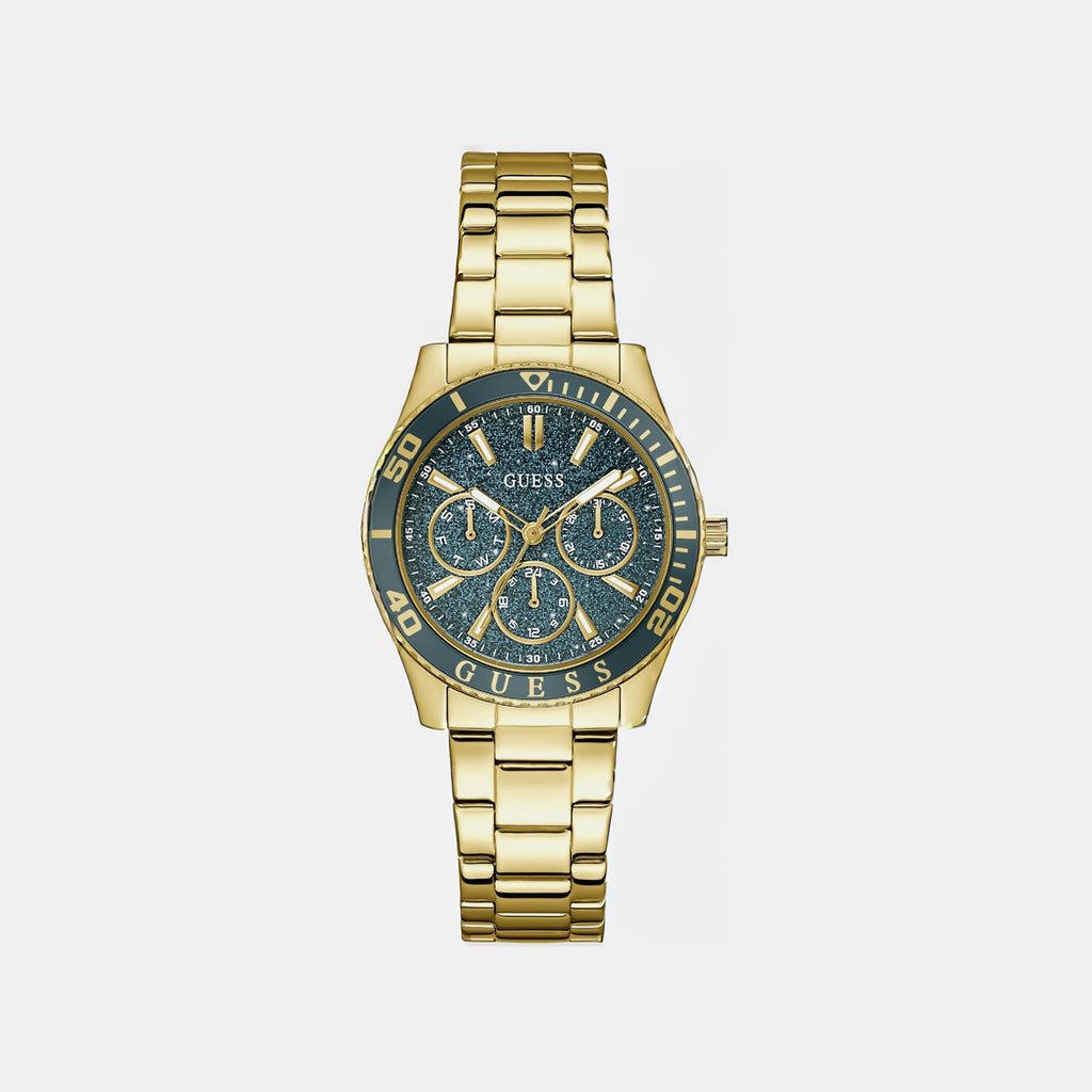 Women Quartz Green Dial Multi-Function Stainless Steel Watch GW1035L2