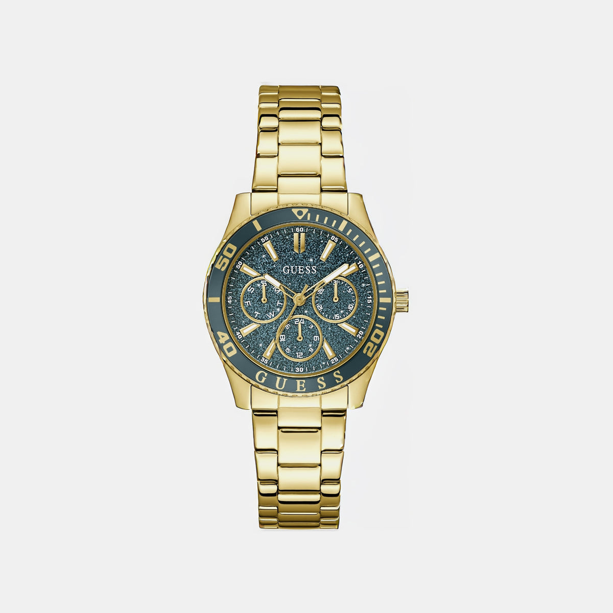 Gs Mariana Women Quartz Teal Dial Multi-Function Stainless Steel Watch Gw1035L2