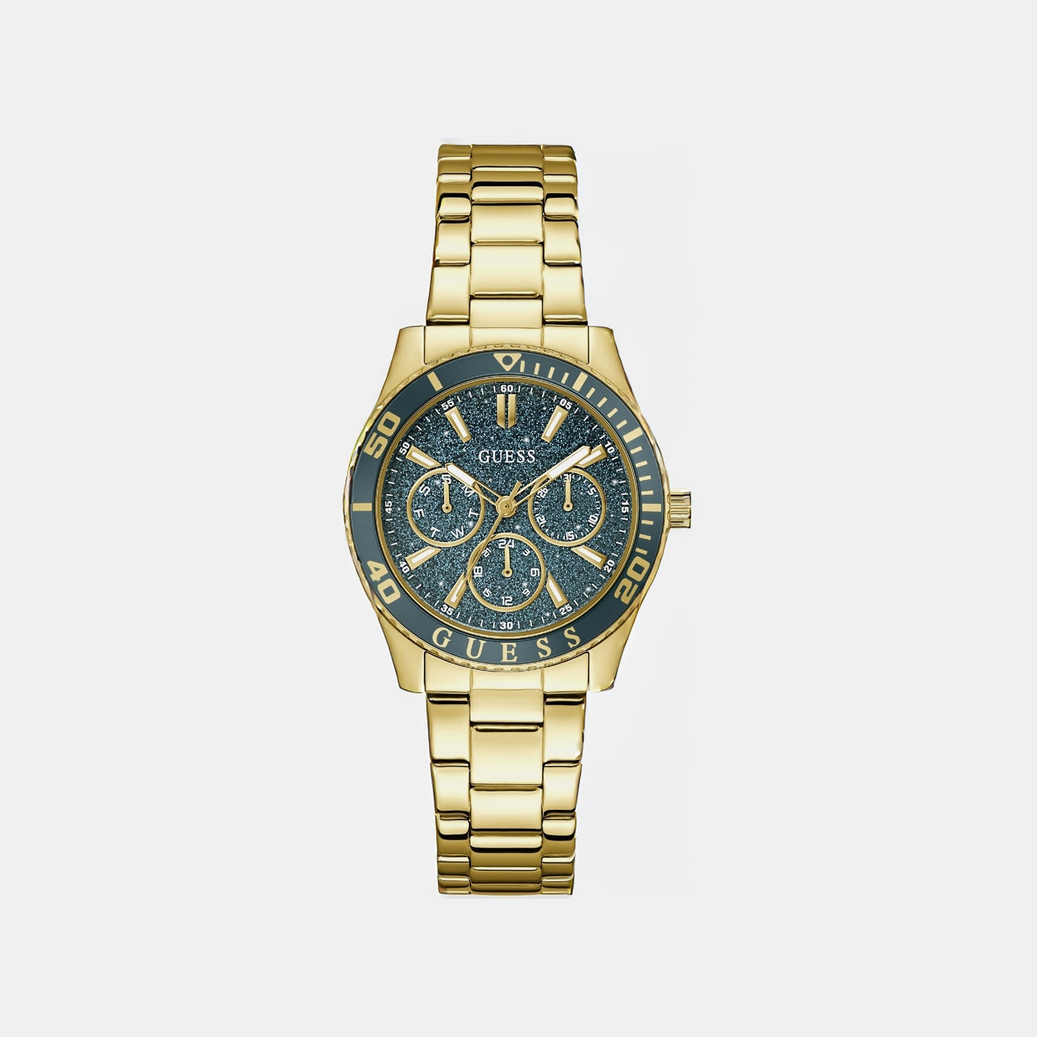 Women Quartz Green Dial Multi-Function Stainless Steel Watch GW1035L2