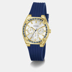 Women Quartz Silver Dial Multi-Function Silicone Watch GW1036L2