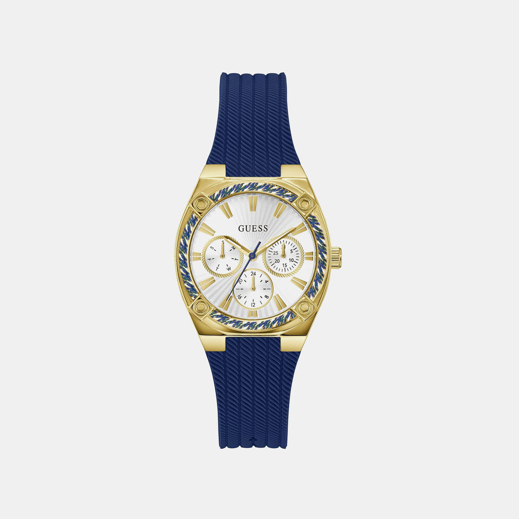 Women Quartz Silver Dial Multi-Function Silicone Watch GW1036L2